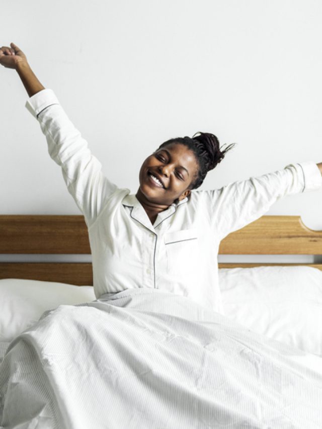 A woman waking up